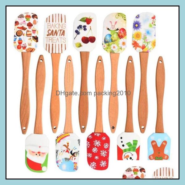 Ferramentas de pastelaria de cozimento Bakeware Kitchen Dining Bar Garden Home Christmas Cake Wooden Handled Kitchen Fondant Spata Si Dhuto