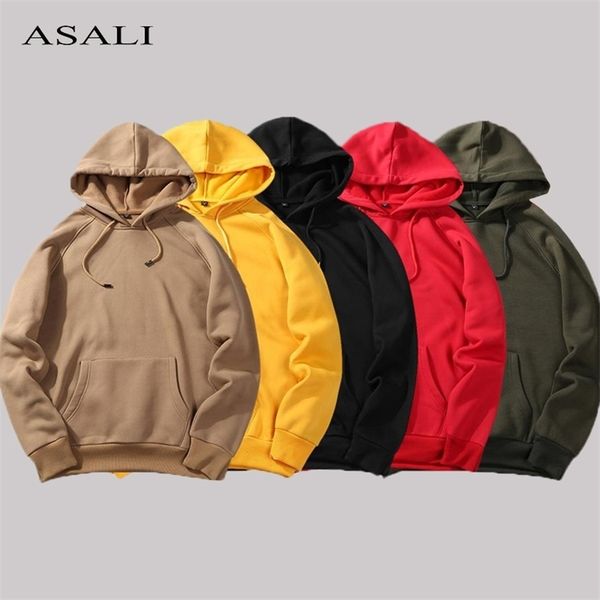

long sleeve fashion mens hoodies hip hop sweatshirt men's solid color pullover hooded tracksuit male autumn winter fleece hoody 220326, Black