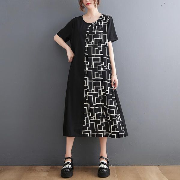 

arrival japanese yamamoto casual dresses dark style print chic fashion girls loose summer dress black women, Black;gray