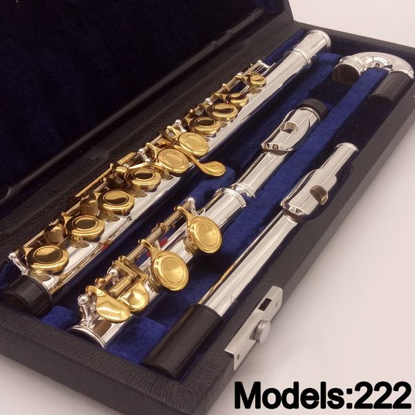 

2022 new mfc professional flute 222 silver plated flute gold key intermediate student curved headjoint flutes c leg 16 hole close