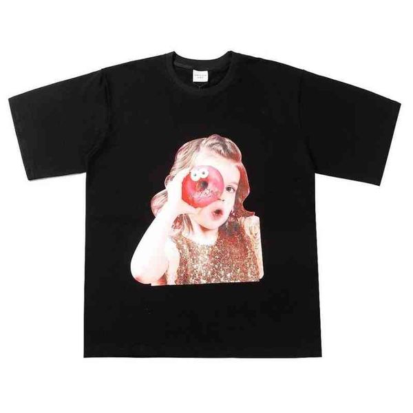 

22 spring and summer new fashion br adlv men's women's donuts pure cotton short sleeve subverse half lovers version 2 t-shirt fash, White;black
