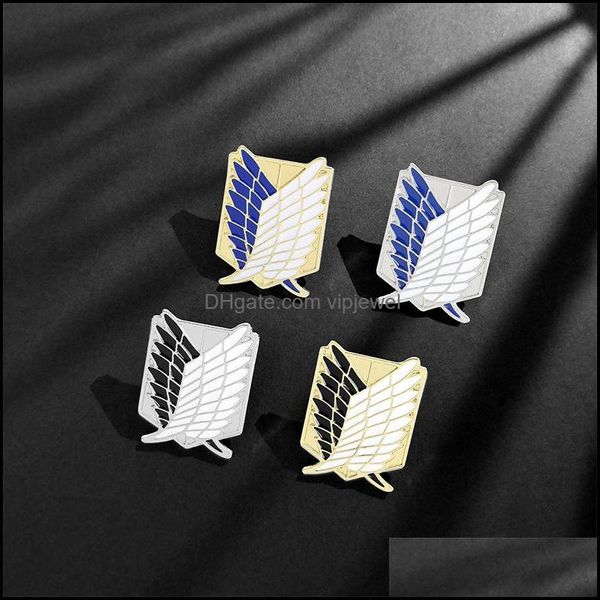 

pins brooches jewelry european geometric flying wing pins alloy enamel wings collar badge cowboy clothes suit pin accessories drop d, Gray