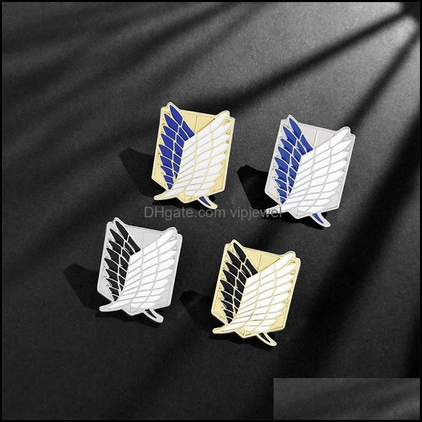 Alfileres Broches Joyería Europea Geométrica Flying Wing Pins Unisex Aleación Esmalte Alas Collar Insignia Ropa de vaquero Traje Pin Accesorios Drop D