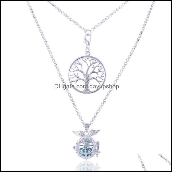 

pendant necklaces pendants jewelry new tree of life essential oil diffuser mti-layered necklace aromatherapy cag dhkzx, Silver