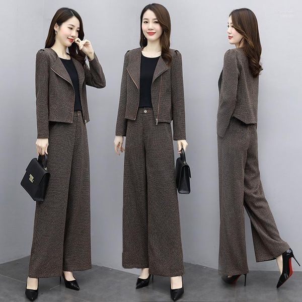 Plaid Blazer Pant Suit Set Women Business Use elegantes trajes de calça para mulheres conjuntos de escritórios femininos sobre sobrevivência de femme blazers femininos dois p femininos