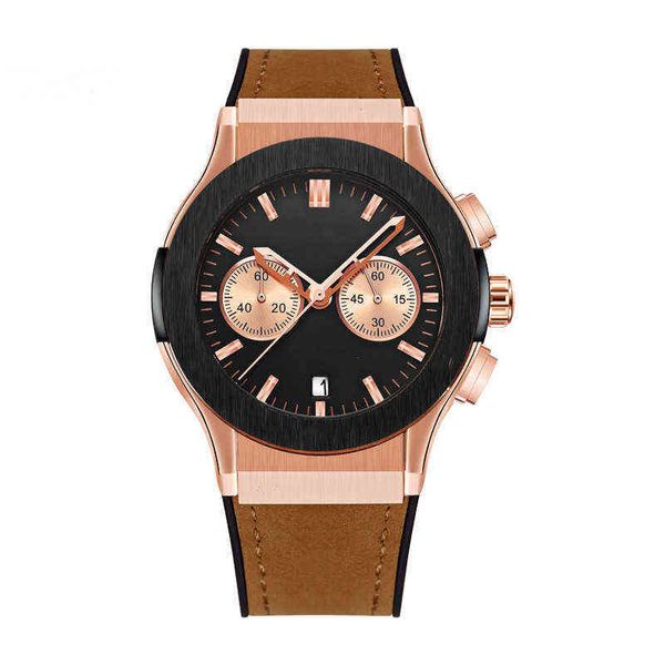 

huiya06 watch aaa automatic movement 6 hand watch all stainless steel sports mens watches luminous montre de luxe gift, Slivery;brown
