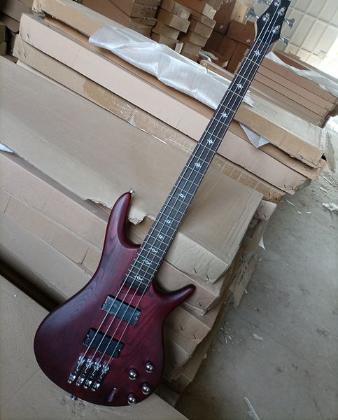 

4 strings wine-red electric bass with ash body rosewood fretboard