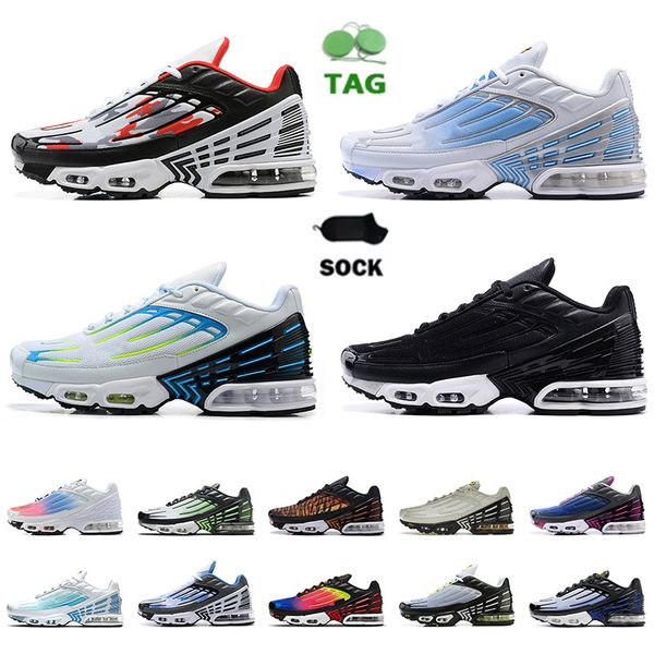 

2022 mens womens tn 3 plus tuned running shoes size 12 with socks triple black white volt hyper blue neon obsidian bone tnplus tns designer