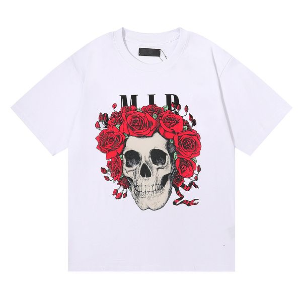 

high street summer designer t shirt men women fashion skull print streetwear hip hop oversize t-shirts men's casual cotton polos tees s, White;black