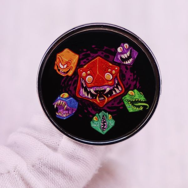 

face dice metal enamel brooch fashion personality dice game dragon badge pin cartoon trendy costume backpack jewelry gift d011, Blue