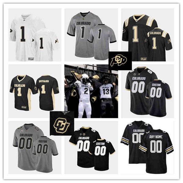 

xflsp 2022 college custom colorado buffaloes stitched football jersey 3 derrion rakestraw 1 charcoal untouchable 54 terrance lang nate landm, Black