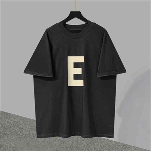 

50% discount bagsgod fog bear double of thread essentials letter e short sleeve men's american loose t-shirt ins fashion summer, White;black