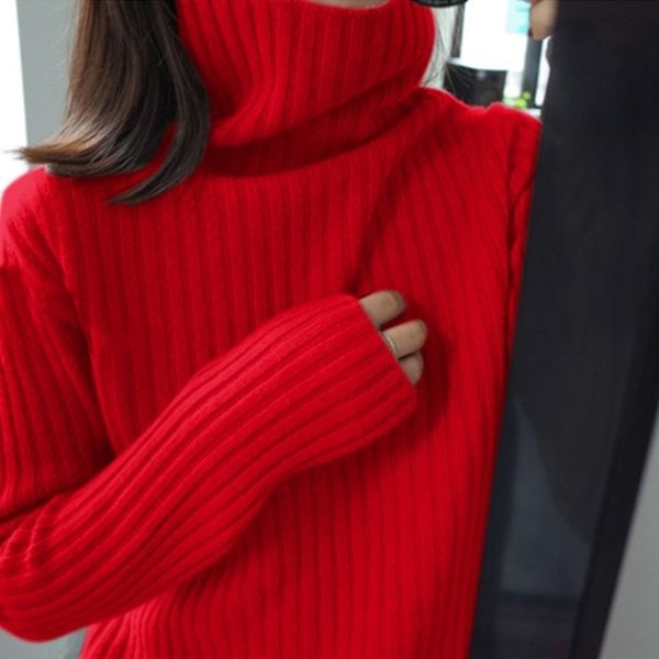 

turtleneck sweater womens new base shirt autumn winter loose outer wear fashion inside pullover wool knit y200910, White;black