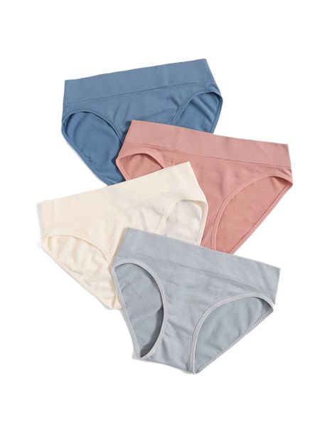 

luvlette 4pack plain panty set t04d#, Black;red