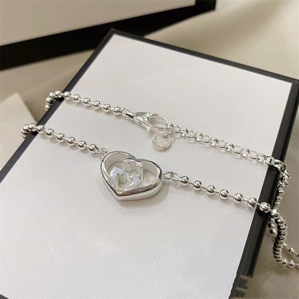 

20% off jewelry gujia hollow out love necklace 925 silver fashion simple style bead female chain leisure design double g letter pendant