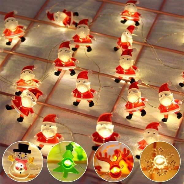 QIFU Santa Claus Christmas LED String Lights Ghirlanda decorativa Fata Deocr per l'illuminazione domestica delle vacanze Navidad Y201020