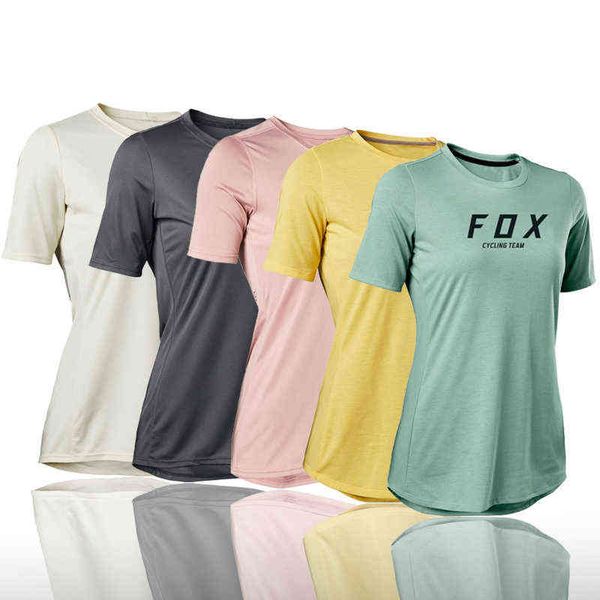 

kaus bersepeda wanita lengan pendek tim enduro fox motocross balap sepeda tanah mtb, White