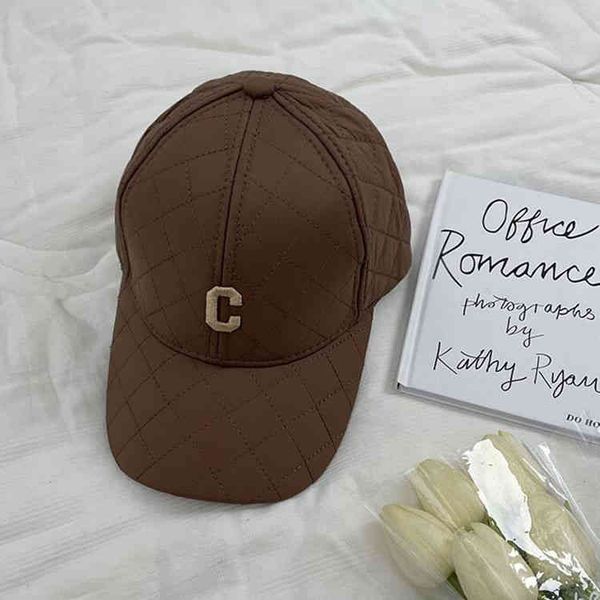 

down designer cap celin 21 new cotton rhomboid c letter baseball cap autumn winter ins fashion versatile curved brim cap couple, Blue;gray
