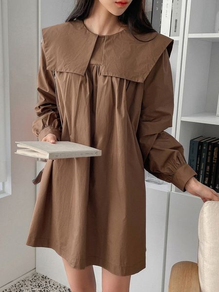 

dazy sailor collar puff sleeve smock dress t6sv#, Black;gray