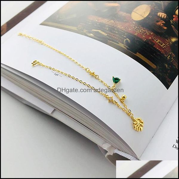 

bangle real s925 sterling sier bracelets for women green zircon pendant bracelet trendy fine jewelry gold chain anniversar bdegarden dhwxs, Black