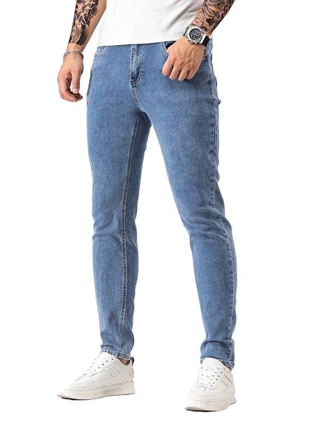 

men solid skinny jeans v5gm#, Blue