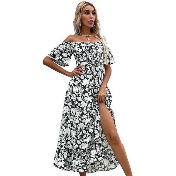 

casual dresses ladies boho summer dress women off shoulder loose long holiday party beach sundress female robe vestidoscasual, Black;gray