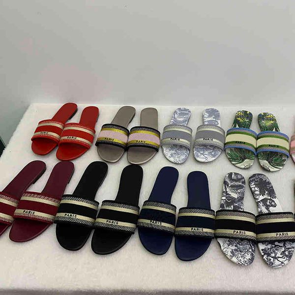 

sandals genuine designer leather leopard print womens summer slipper fashion flat beach woman big head slippers rainbow letters sandal l4yr, Black