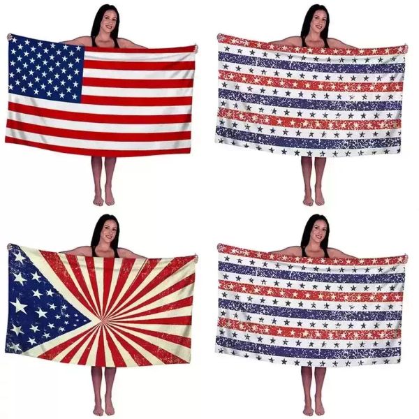 Микрофибрь пляжный полотенце американский флаг бани полотенца с цифровой печать