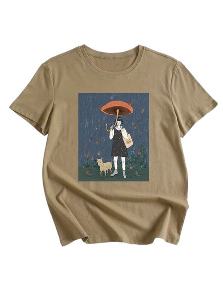 

romwe x inksmuggler mushroom figure graphic tee 35iv#, White