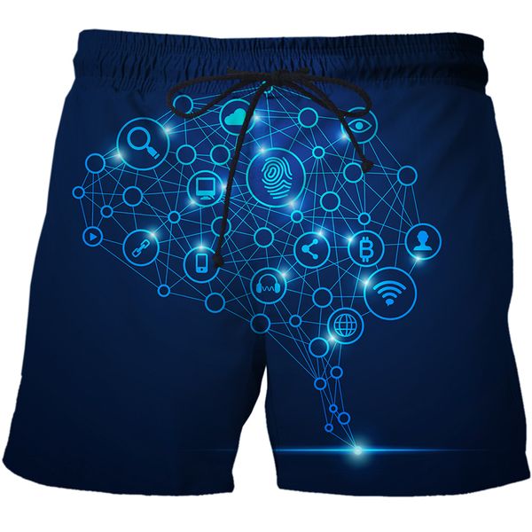 

ai technology illustration series beach short male shorts harajuku summer sweatpants 3d print men's clothing oversized boys 220624, White;black