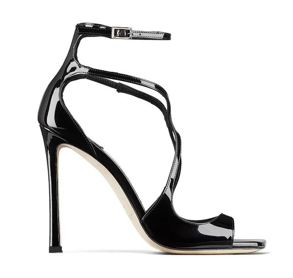 

exquisite azia sandals women cross strap stiletto heel birdals party dress night dressing elegant lady pumps black pink yellow sandalias muj