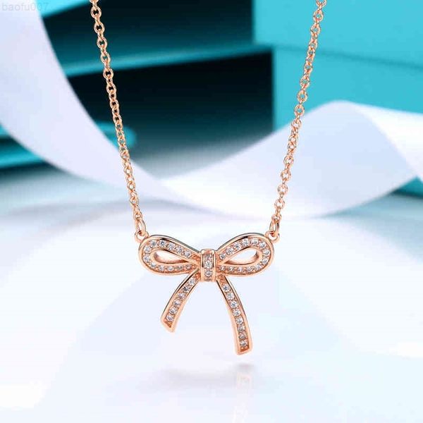 

diamond bow pendant necklace s925 sterling silver wimen necklace light luxury design necklace high-end valentine's day birthday gift g2
