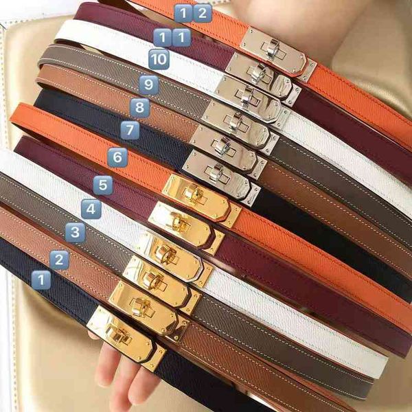 

belt h designer family kely lock star same palm print leather thin belt women coat dress waist belt, Black;brown