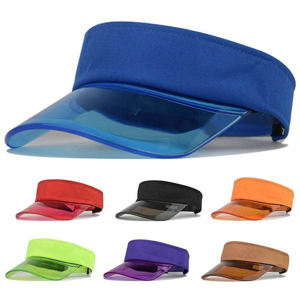 Berretti Estate Donna Uomo Cappello da sole Vuoto Top Sport Visiera Berretto da baseball colorato in plastica trasparente in PVC Protezione solare anti-UV per esterni