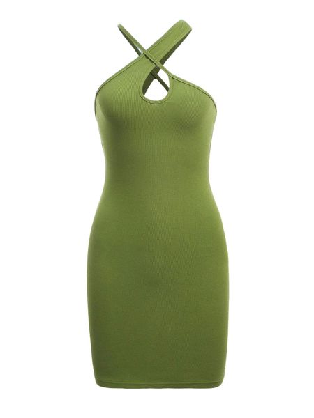 

cut out crisscross asymmetrical neck dress e1vx#, Black;gray
