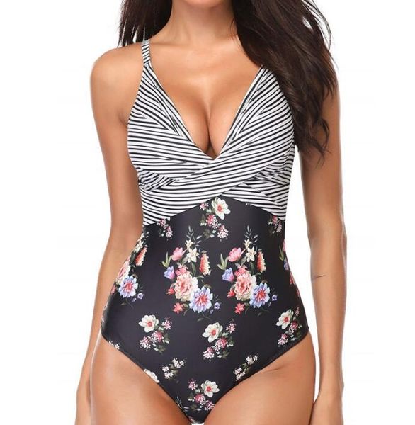 

2022 women's ribbon slim color matching one piece swimsuit bikinis set leopard yakuda local online store dropshipping accepted splicing