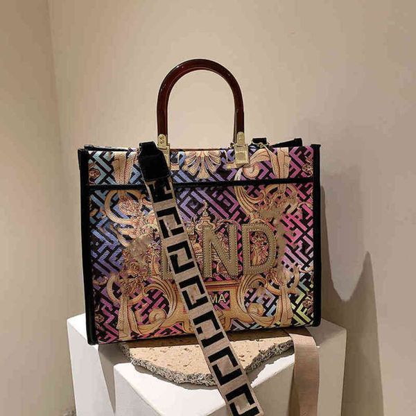

60% off new designer luxury bags new hand large single messenger graffiti color painting printing bags6y1b