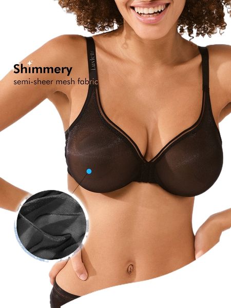 

luvlette sheer fantasy shimmer full support plunging bra k1zr#, Black;red