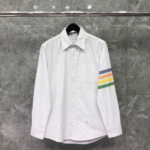 

multicolor 4-bar stripe men's formal shirt solid white fine cotton long sleeve women's dress shirts luxury brand office designer b, White;black
