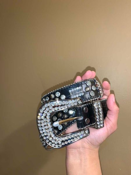 

2021 designer belt bb simon belts for men women shiny diamond belt black on black blue white multicolour, Black;brown
