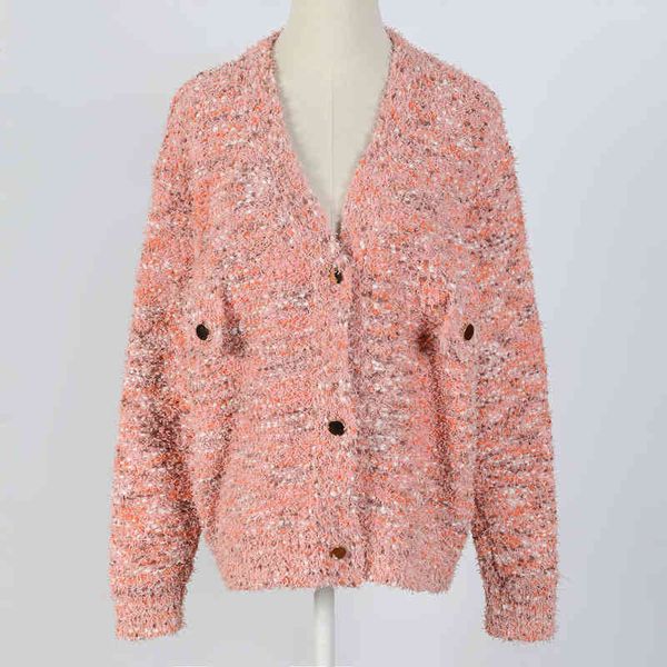 

women's knits tees french style women's clothing early spring korean loose slim v-neck contrast color knitted cardigan 2xv5, White