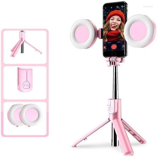 Treppiedi Selfie Stick LED Ring Light Estensibile Live Treppiede 3 in 1 con supporto per telefono monopiede per smartphone Android Loga22