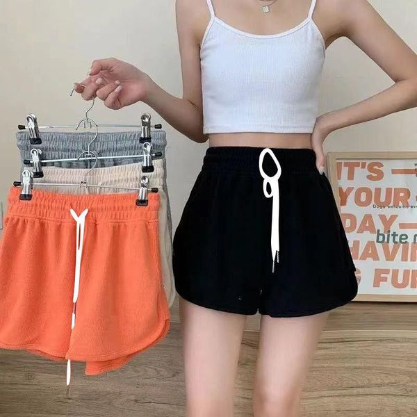 

women's shorts women's shorts 2022 spring summer high elasticity solid color waist sports for woman elastic black grey orange pant, White;black
