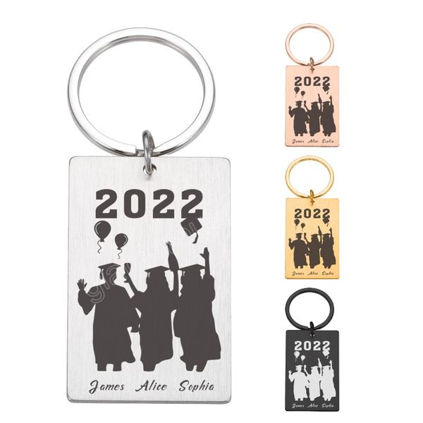 

graduate students personalized key chain graduation season custom name creative gift for classmates, Slivery;golden