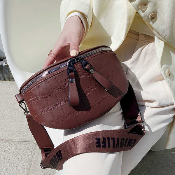 

women bag casual fashion chest bag outdoor travel phone bags half moon design crossbody pack chain shoulder purse wide strap