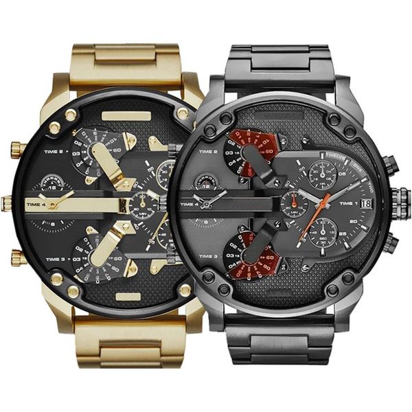 

selling sports military mens watches 50mm big dial golden stainless steel fashion watch men luxury wrist watch reloj de lujo226s, Slivery;brown