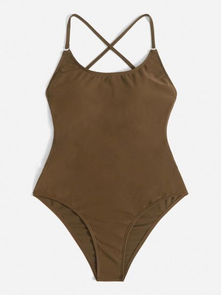 

solid backless lace up one piece swimsuit i7fx#, White;black