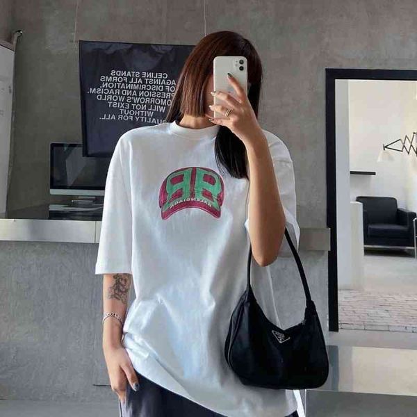 

2022 designer bal t shirt paris home new alphabet hand-painted series short sleeve better drill t-shirt for men and women with lovers, White;black