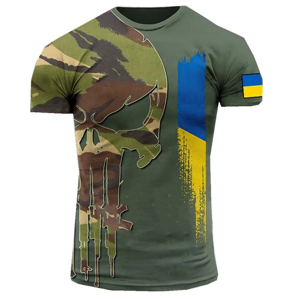 Veterano do Exército 3d Impressão Men S T Camisetas Ucrânia Soldier Casual Round Neck Logo Manga curta Camouflage Comando Men Roupas 6xl 220719