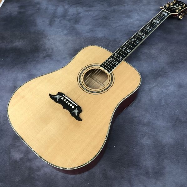 

41 inch solid wood spruce black finger hummingbird mould acoustic guitar